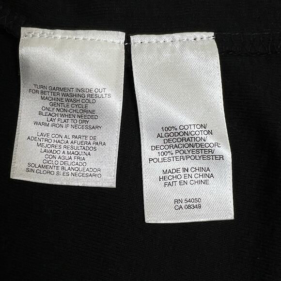 Jones New York Signature Top Womens Petite Large Ruffle Neck Cotton Knit Black - Picture 6 of 6